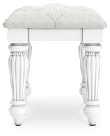 Kozlani White Vanity Stool side view