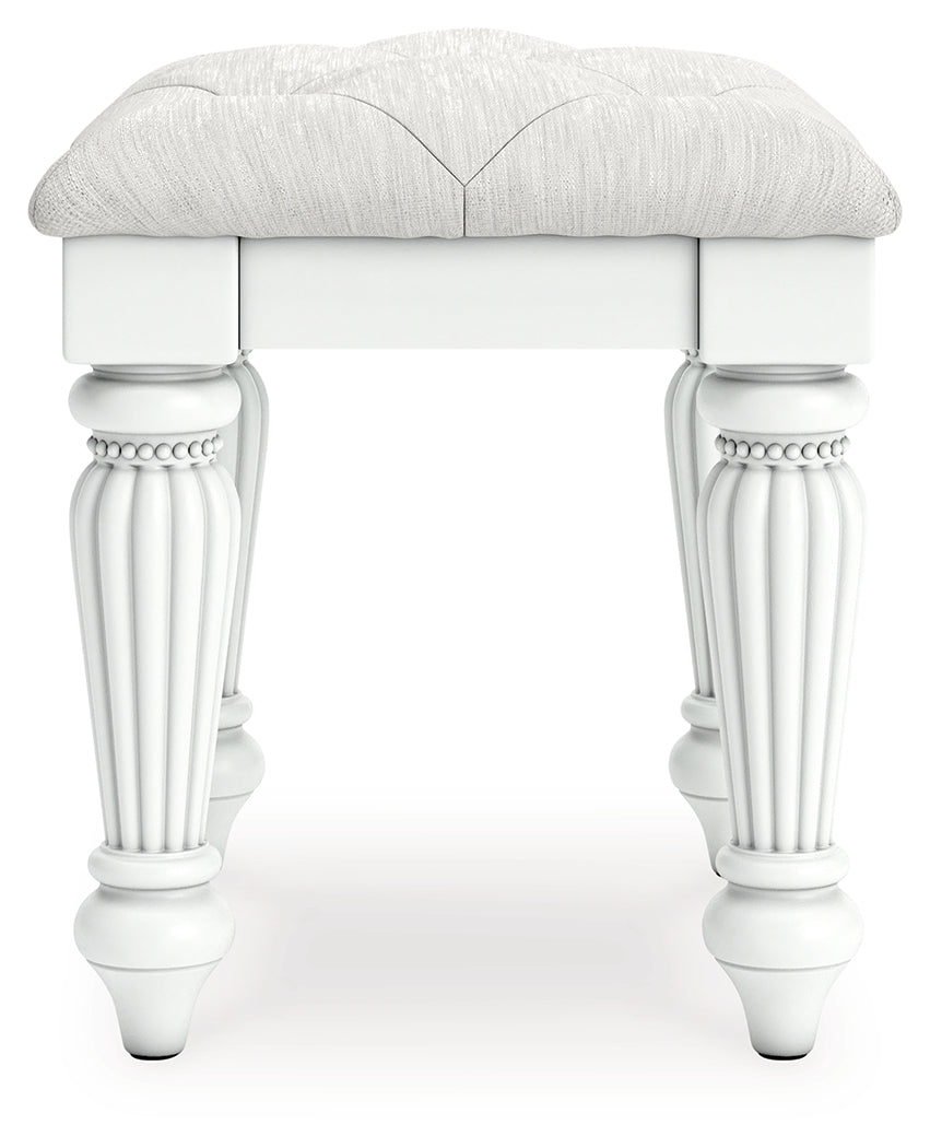 Kozlani White Vanity Stool side view