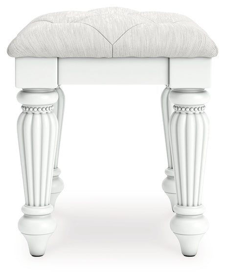Kozlani White Vanity Stool side view