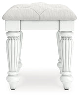 Kozlani White Vanity Stool top angled view