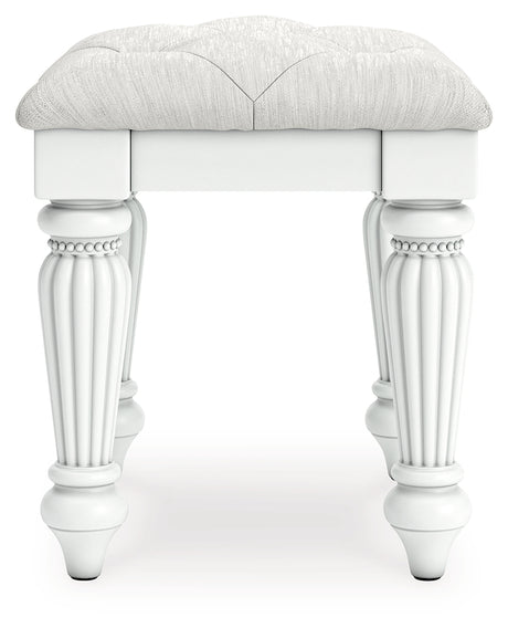 Kozlani White Vanity Stool top angled view