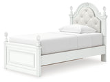 Alternate angle of twin upholstered panel storage bed