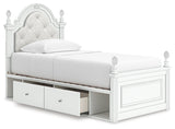 Open storage drawers beneath the Kozlani twin bed