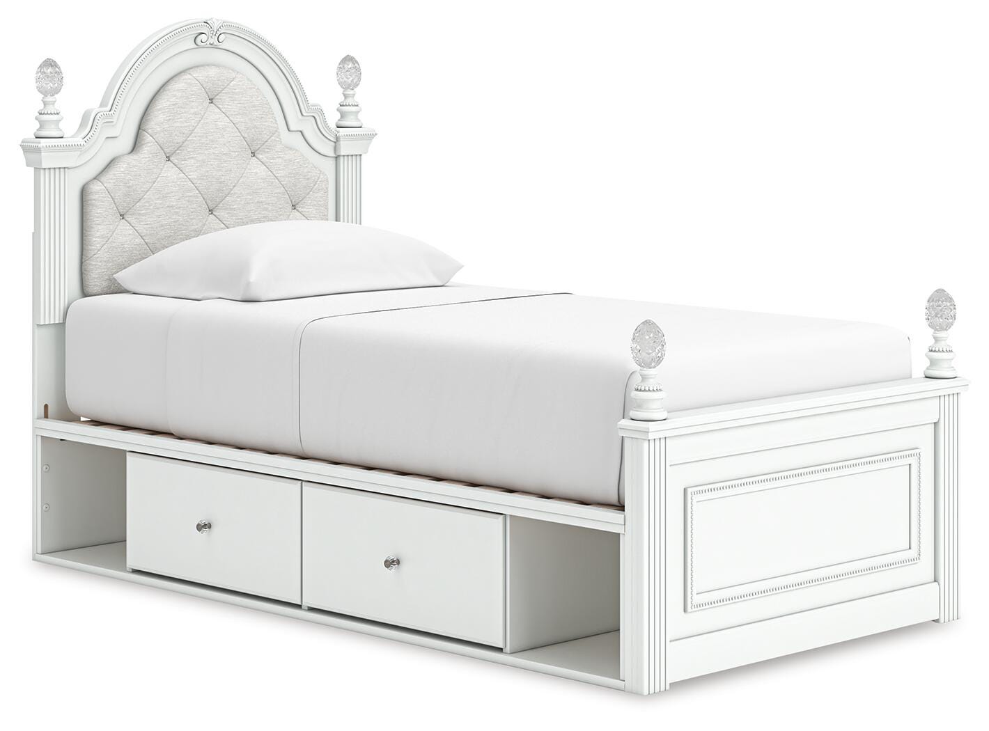 Kozlani Twin Bed side angle showing LED lit headboard