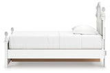 Side-alt view of white twin panel storage bed