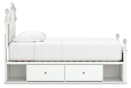 Side view of Kozlani twin storage bed