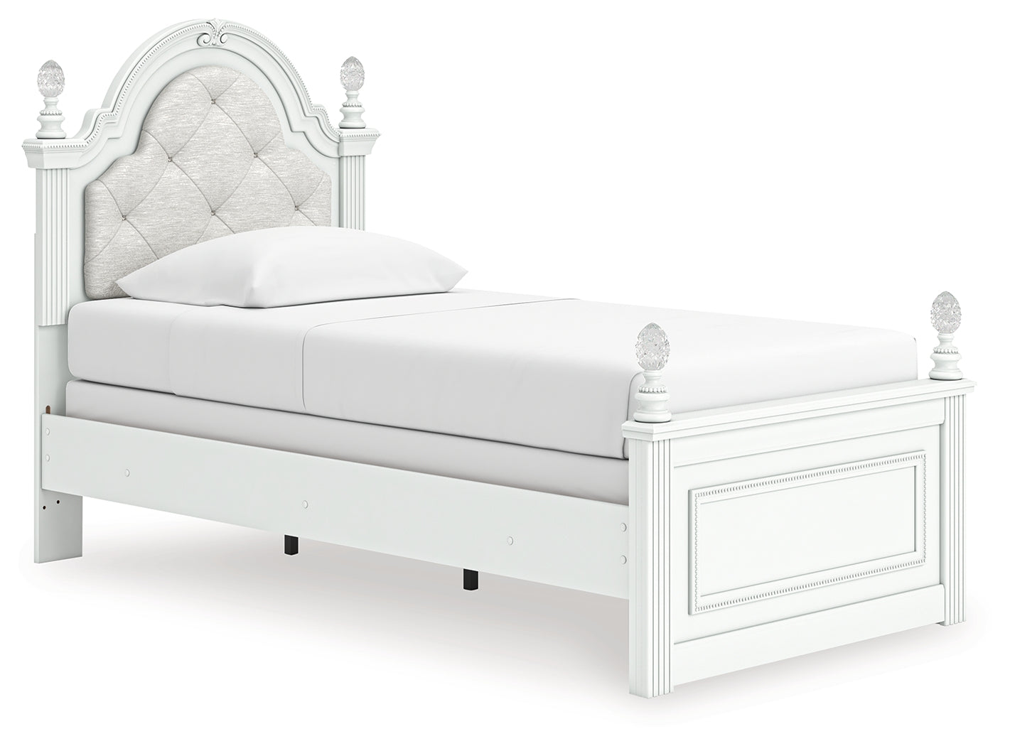 Kozlani Upholstered Panel Bed - angled side view