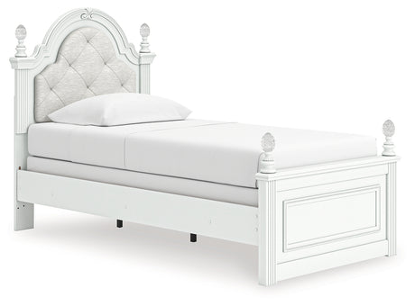 Kozlani Upholstered Panel Bed - angled side view