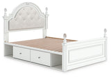 Kozlani White Upholstered Panel Storage Bedroom Set angled view