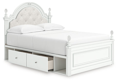 Headboard close-up with button-tufted upholstery and LED lighting