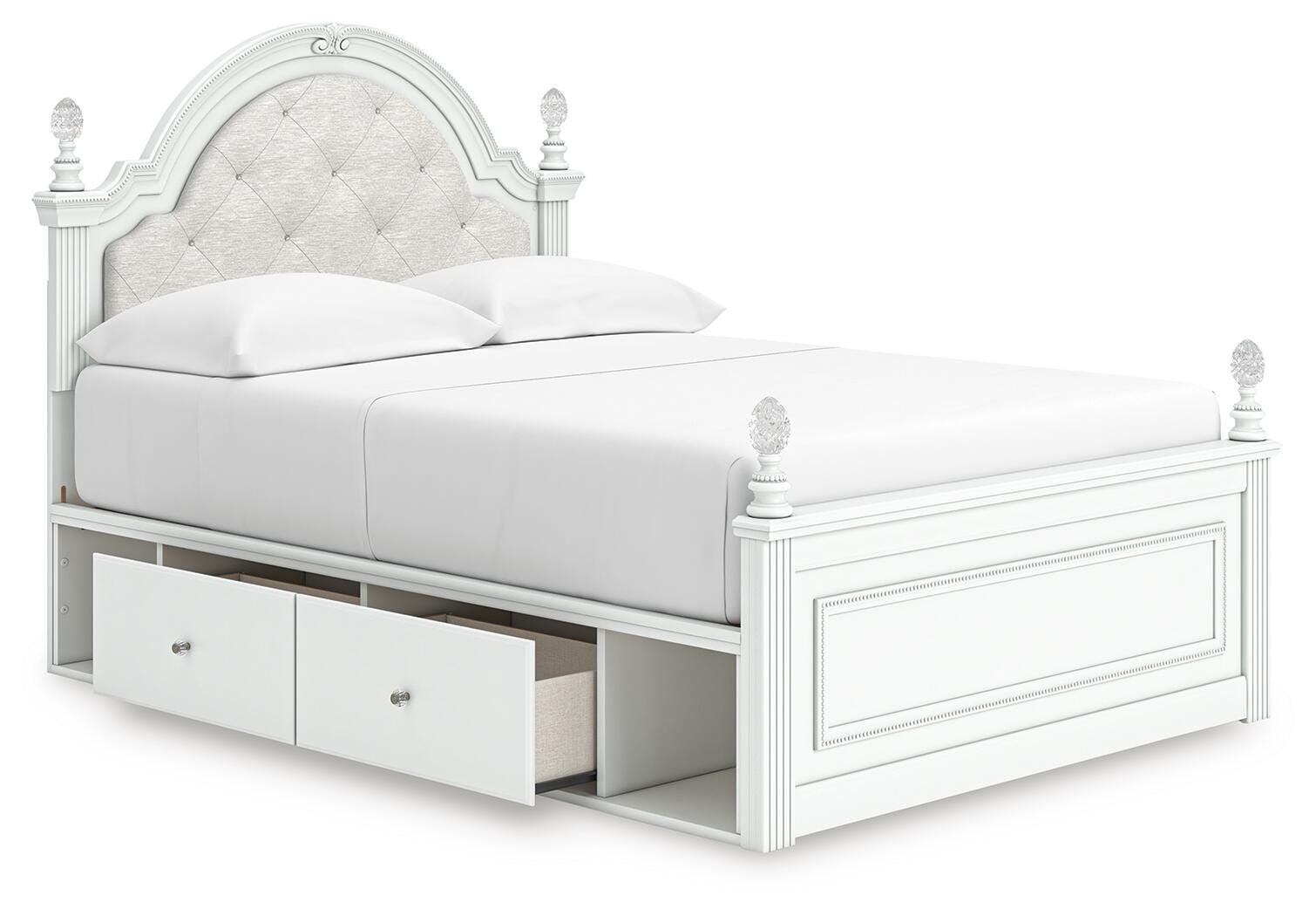 Under-bed storage drawers open view