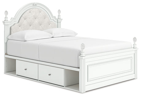 Side angle showing storage drawers open
