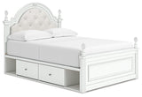 Side view of Kozlani Full Bed showing drawers open
