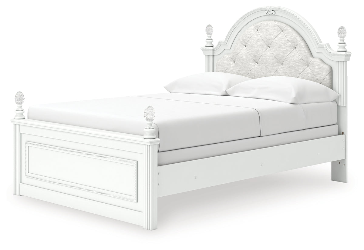 Alternate angle showing panel bed footboard and headboard
