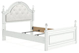 Side view of Kozlani Full Upholstered Panel Bed with LED lighting