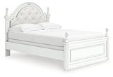 Kozlani panel bed angled side view showing white matte finish