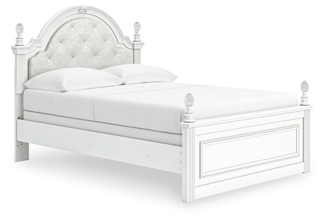 Kozlani panel bed angled side view showing white matte finish