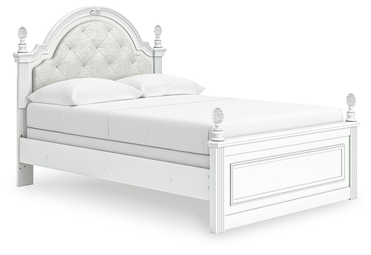 Kozlani White Upholstered Panel Bedroom Set angled view