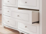 Kozlani White Dresser close-up of crystal drawer knob
