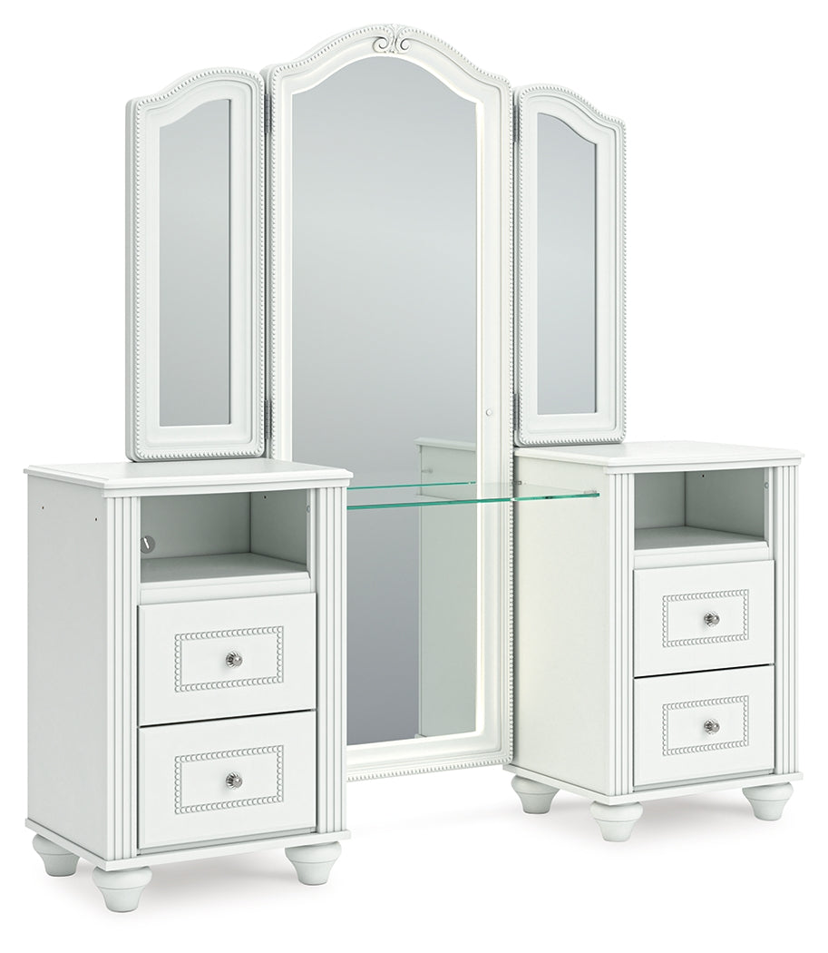 Open drawer with faux linen lining inside