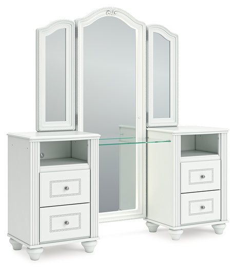 Open drawer with faux linen lining inside