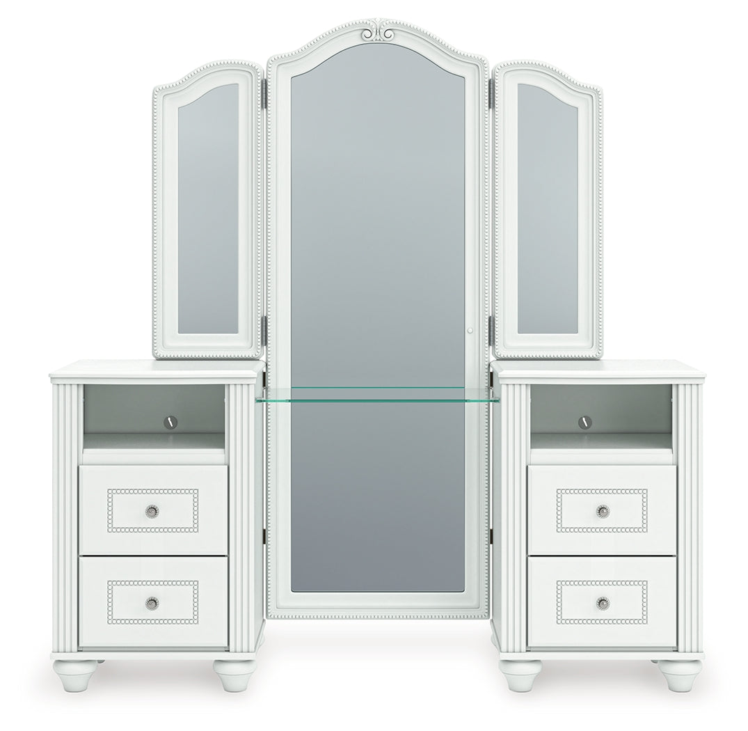 Vanity mirror with brightness control