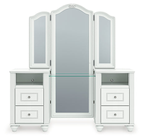 Vanity mirror with brightness control