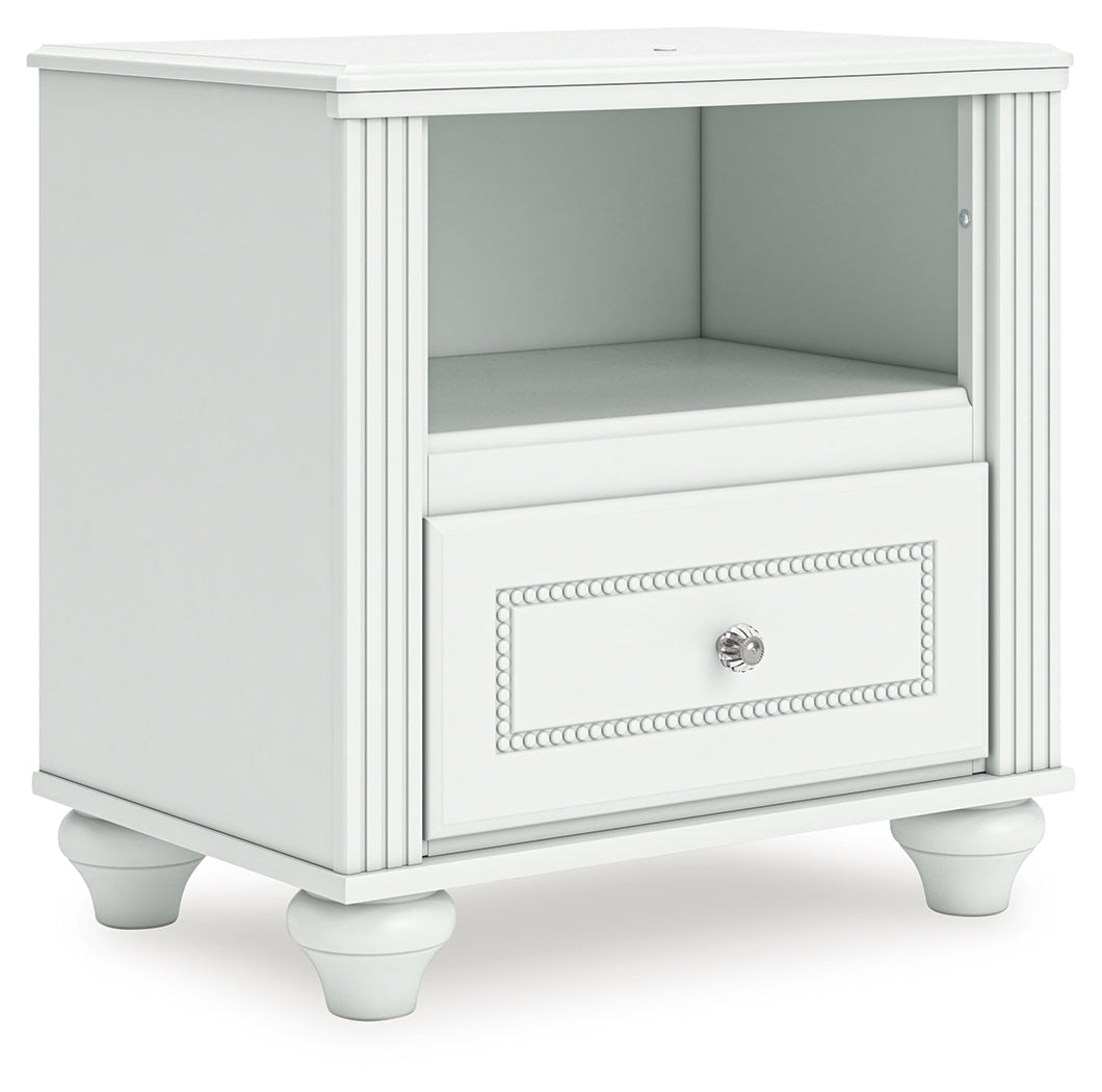 Kozlani White Nightstand angled side view