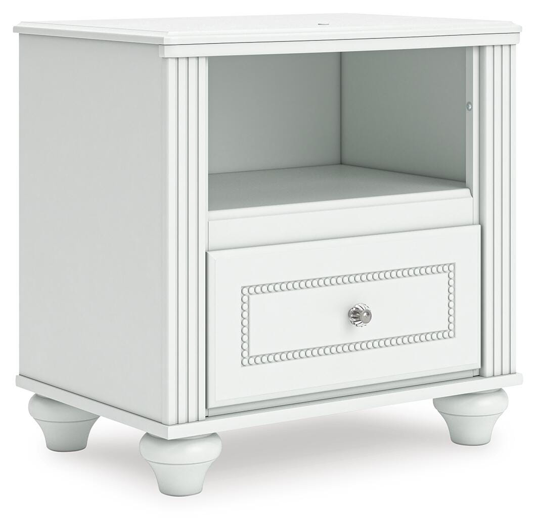 Kozlani White Upholstered Panel Bedroom Set angled view