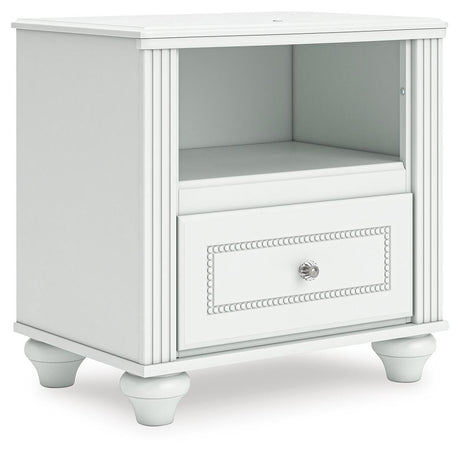 Kozlani White Upholstered Panel Bedroom Set angled view