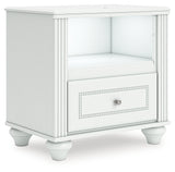 Nightstand glowing with white LED lighting