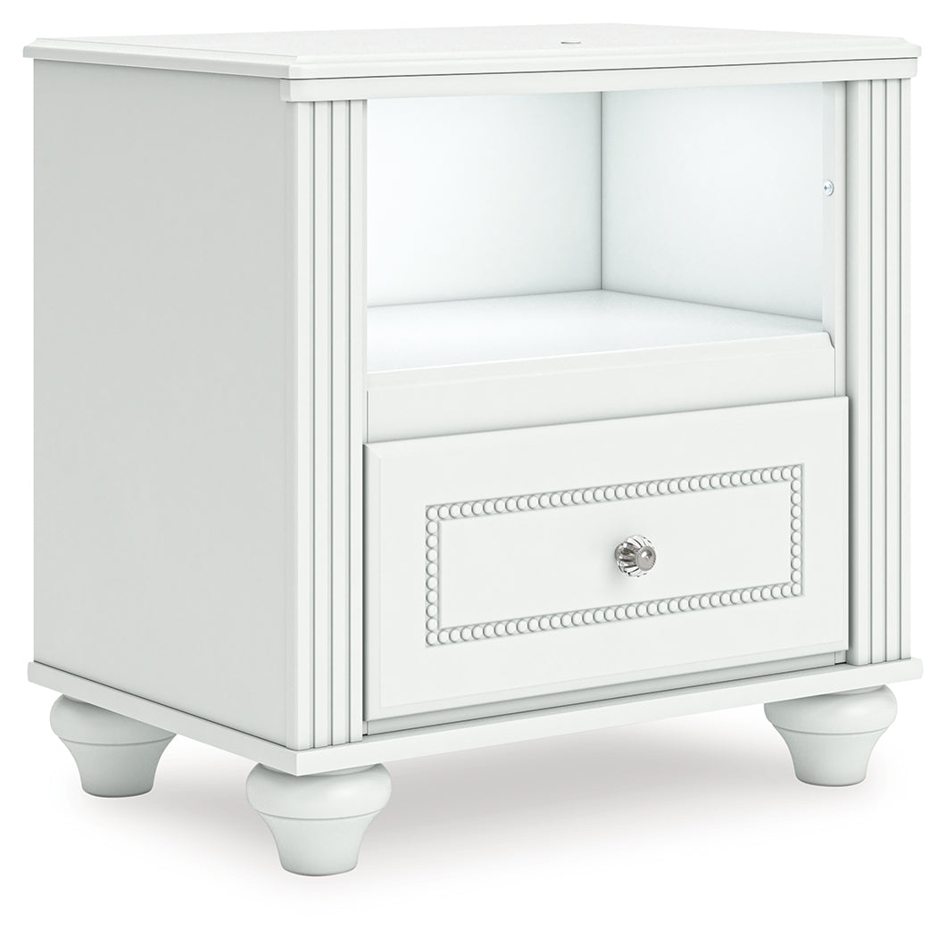 Nightstand glowing with white LED lighting