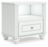 Kozlani White Upholstered Panel Bedroom Set angled view