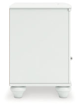 Side view of Kozlani White Nightstand