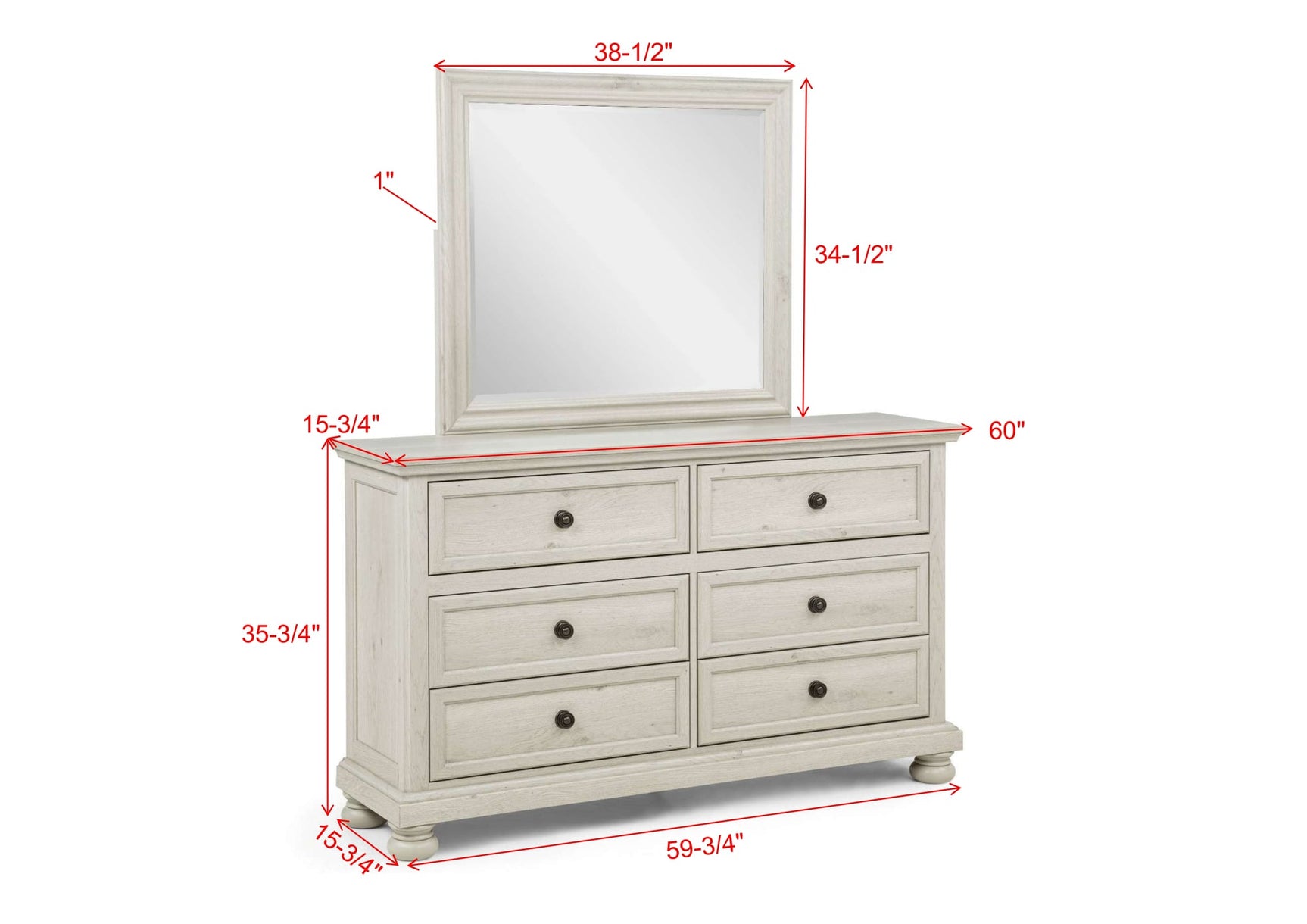 Claribelle White Dresser and Mirror view 2