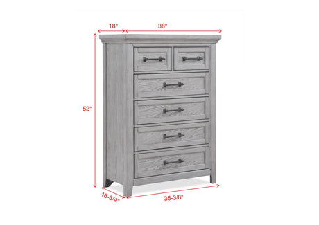 Beckett Gray Chest side angle showing drawer detail