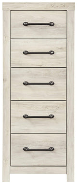 Cambeck whitewash narrow chest of drawers head-on view