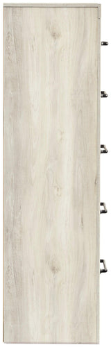 Cambeck whitewash narrow chest of drawers side view