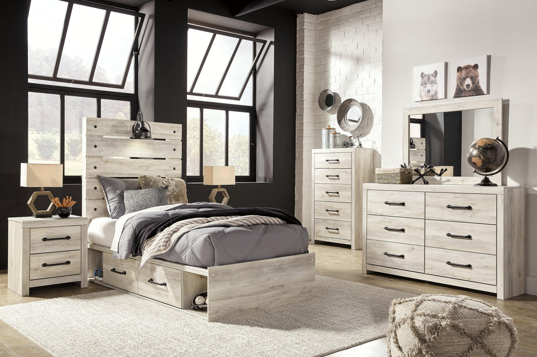 Dimensional diagram of Cambeck twin panel storage bed