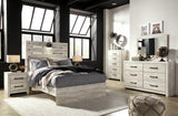 Cambeck Whitewash Full Panel Bed - staged bedroom scene with full bed
