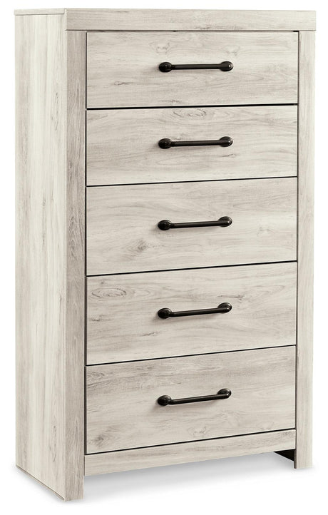 Cambeck Chest of Drawers angled closed drawers, whitewash finish