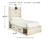 Cambeck Whitewash Twin Panel Bed dimensional diagram
