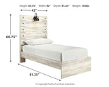 Cambeck Whitewash Twin Panel Bed - dimension diagram