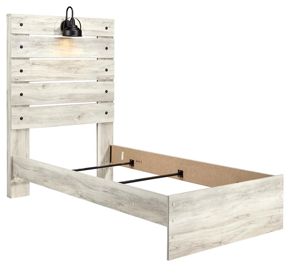 Cambeck Whitewash Twin Panel Bed - footboard detail