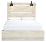 Cambeck queen panel bed, close-up of wood grain and hardware