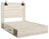 Cambeck bed storage drawers open showing spacious interior