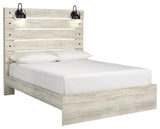 Cambeck Whitewash Queen Panel Bed angle view showing headboard