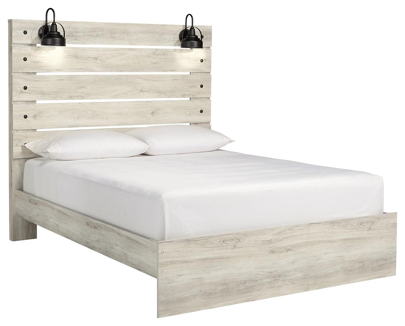 Cambeck Whitewash Queen Panel Bed angle view showing headboard
