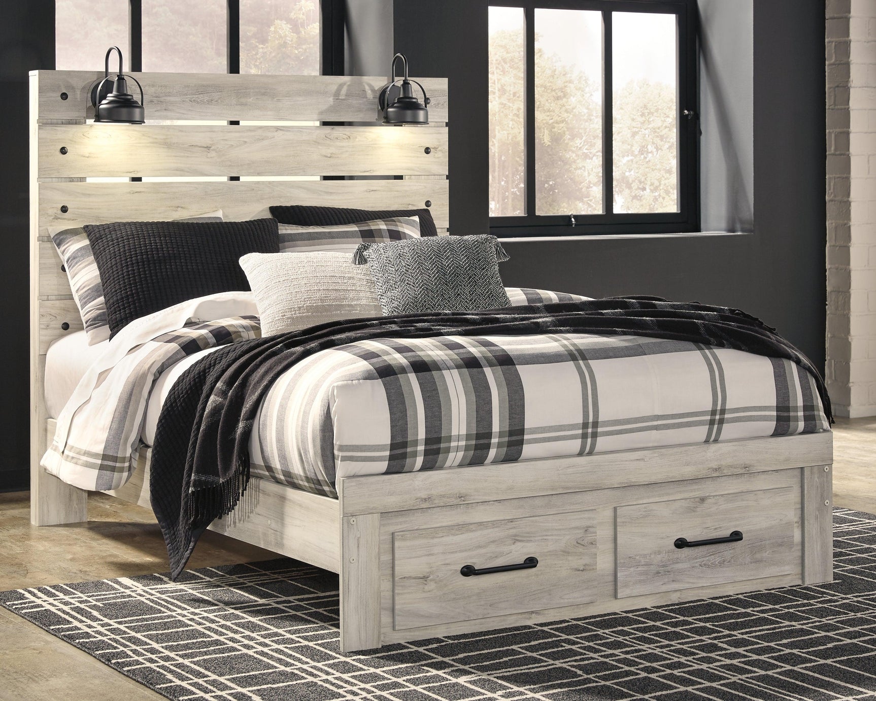 Cambeck whitewash bed corner with panel detail