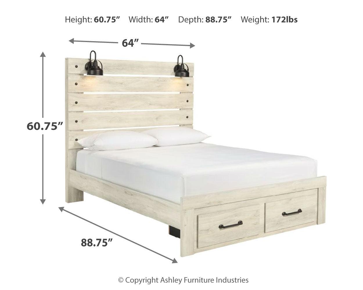Cambeck queen bed with included rails and slats displayed